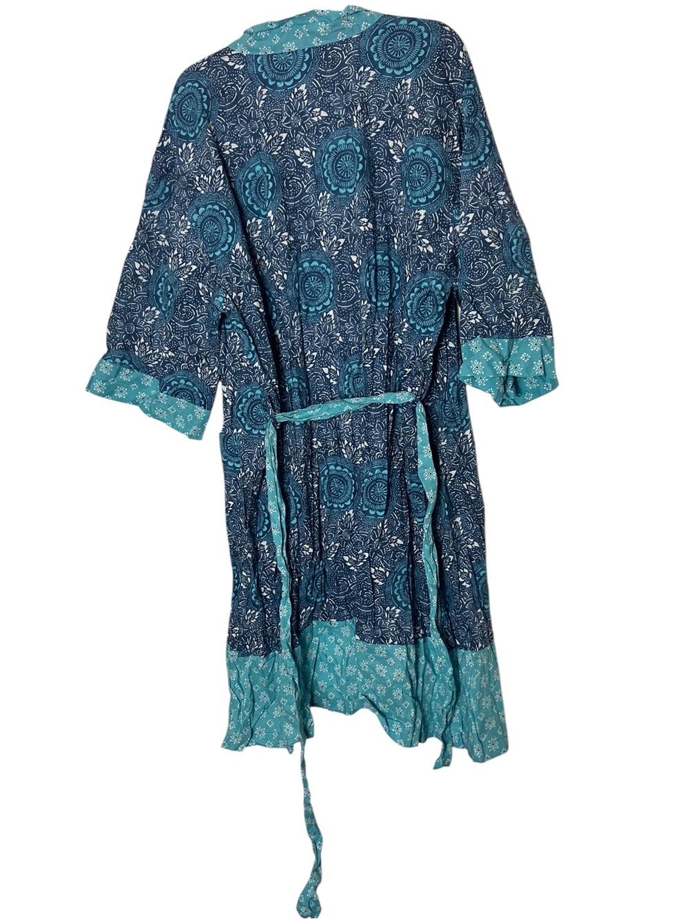 The Company Store Blockprint Pure  Kimono Robe with Belt Medium Large - Picture 3 of 7